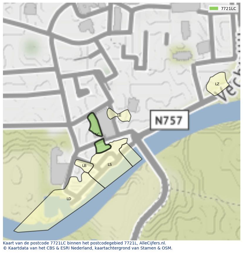 Afbeelding van het postcodegebied 7721 LC op de kaart.