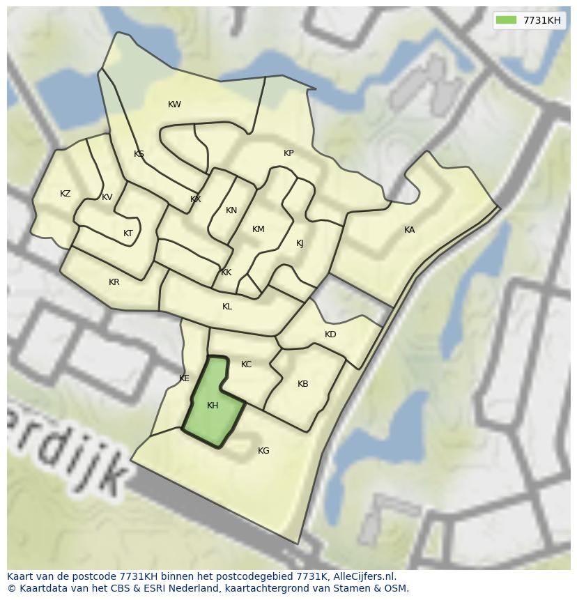 Afbeelding van het postcodegebied 7731 KH op de kaart.