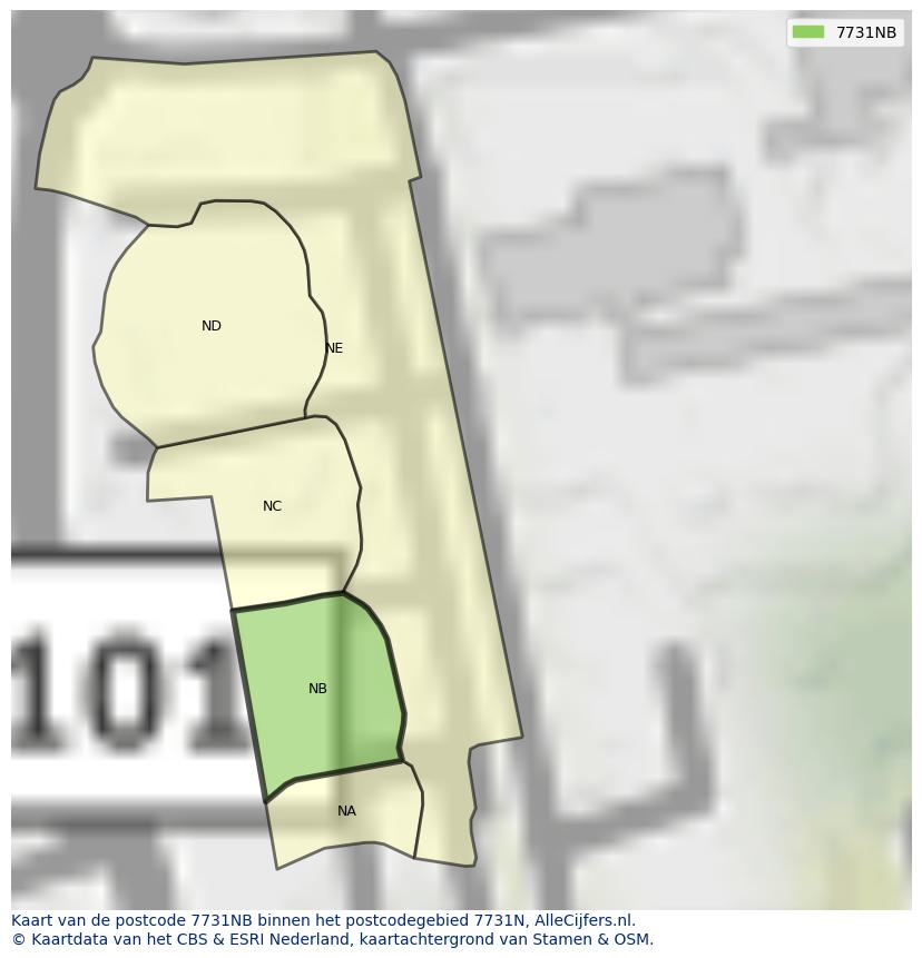 Afbeelding van het postcodegebied 7731 NB op de kaart.