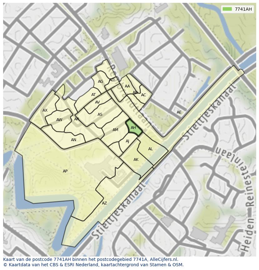 Afbeelding van het postcodegebied 7741 AH op de kaart.