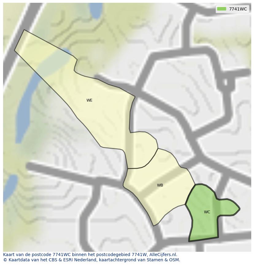 Afbeelding van het postcodegebied 7741 WC op de kaart.