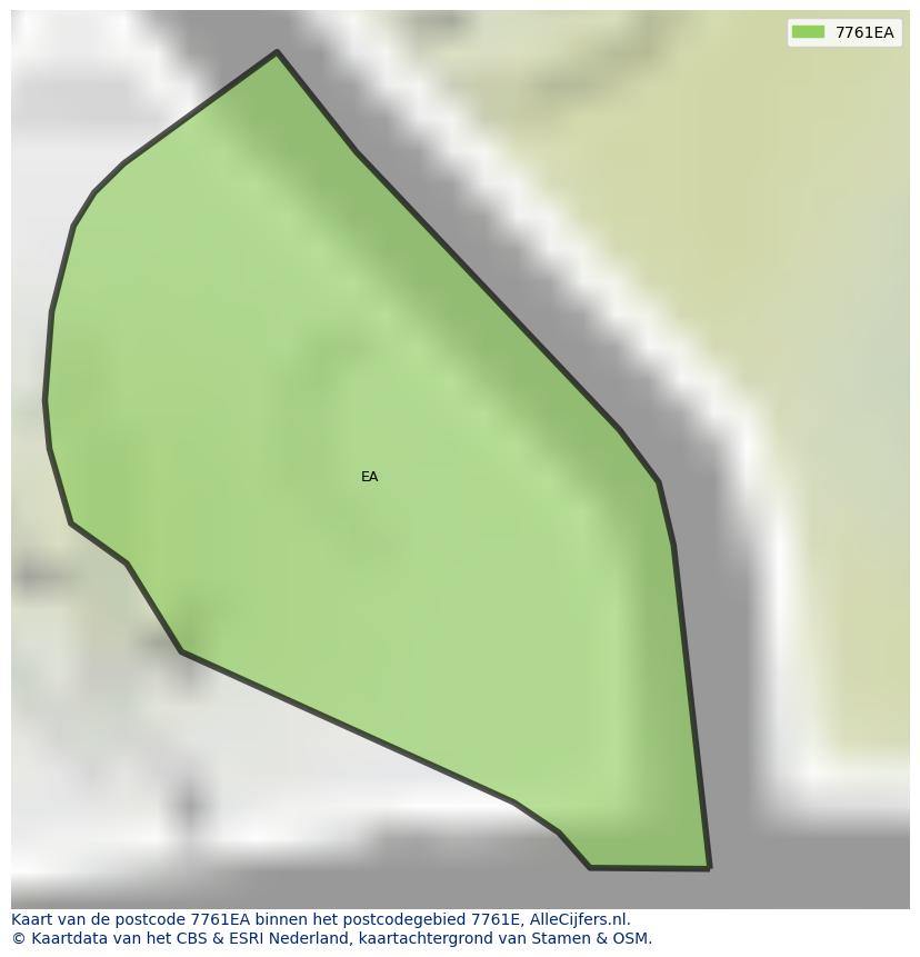 Afbeelding van het postcodegebied 7761 EA op de kaart.