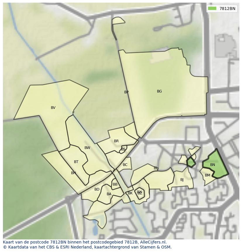 Afbeelding van het postcodegebied 7812 BN op de kaart.