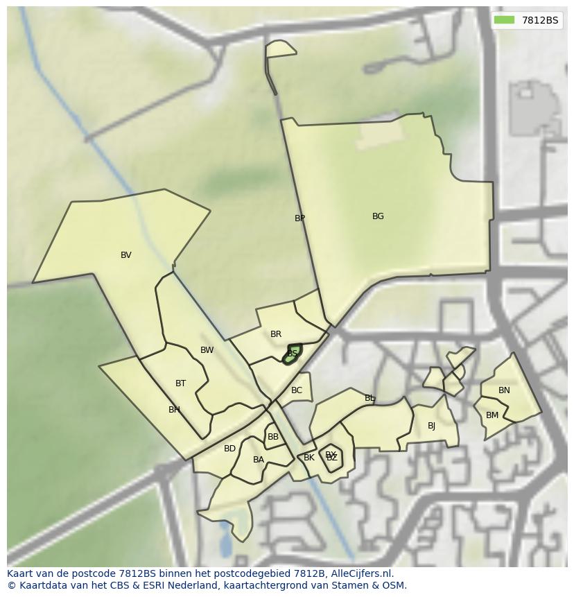Afbeelding van het postcodegebied 7812 BS op de kaart.