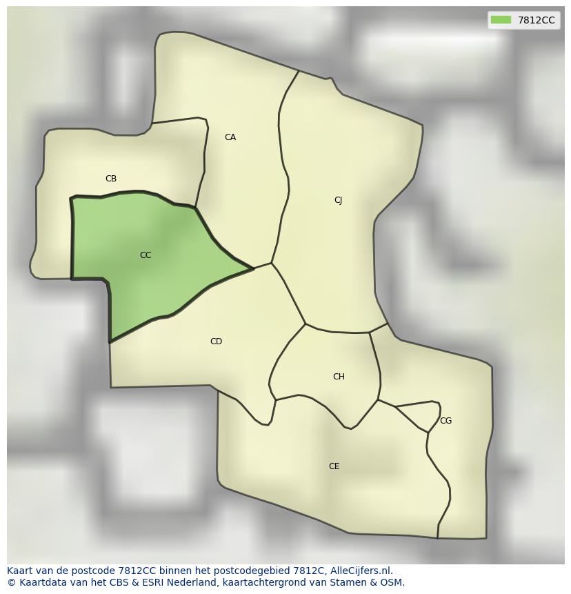 Afbeelding van het postcodegebied 7812 CC op de kaart.