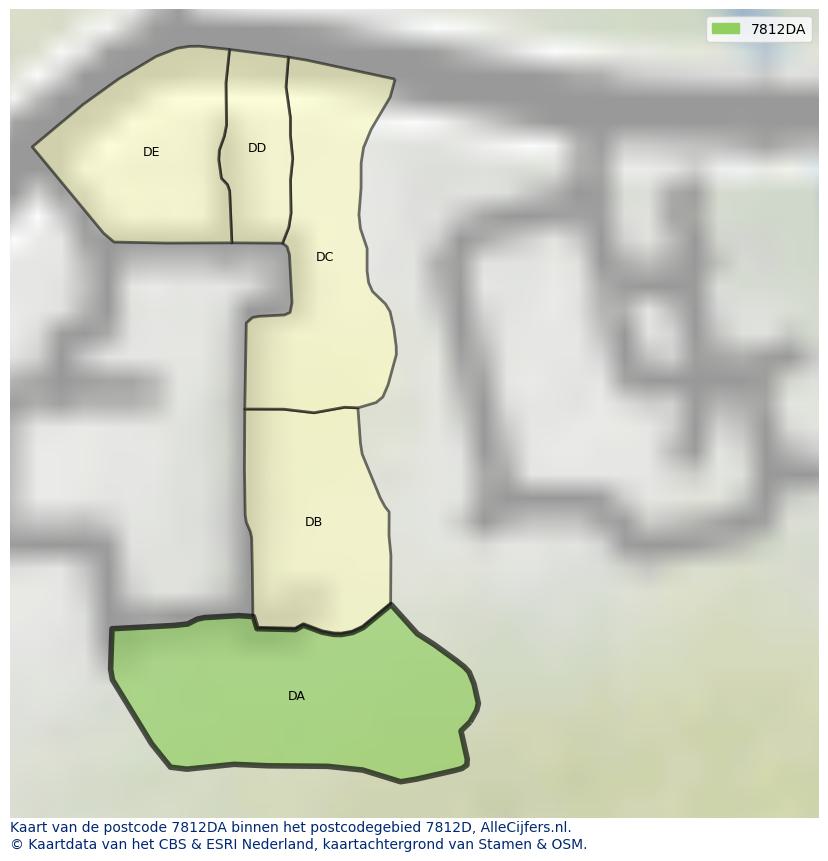 Afbeelding van het postcodegebied 7812 DA op de kaart.