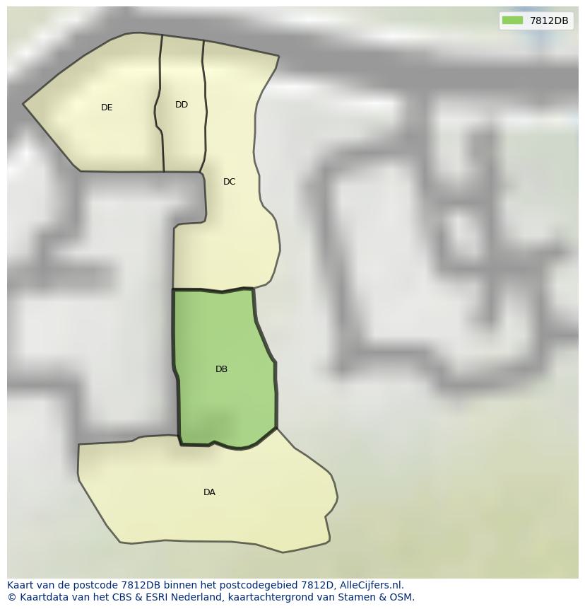 Afbeelding van het postcodegebied 7812 DB op de kaart.