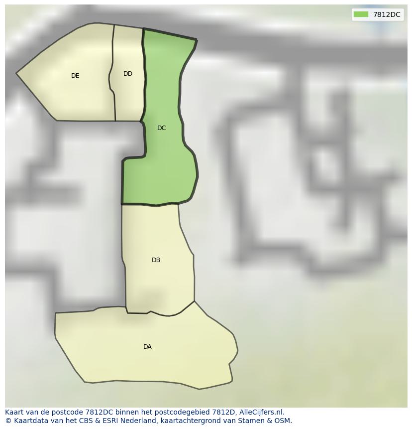 Afbeelding van het postcodegebied 7812 DC op de kaart.