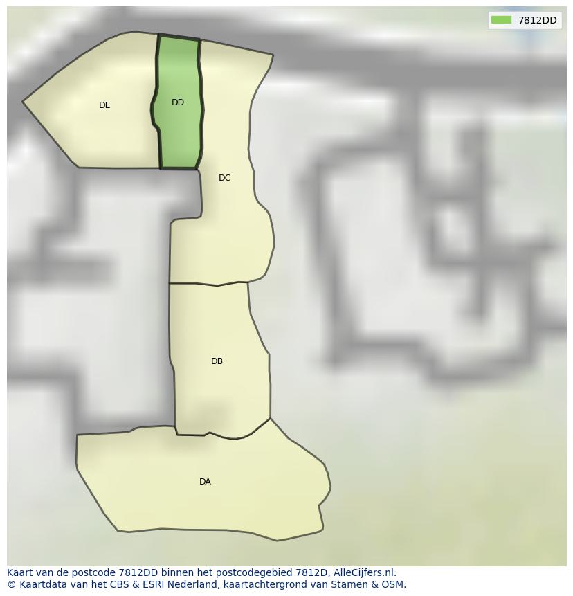 Afbeelding van het postcodegebied 7812 DD op de kaart.