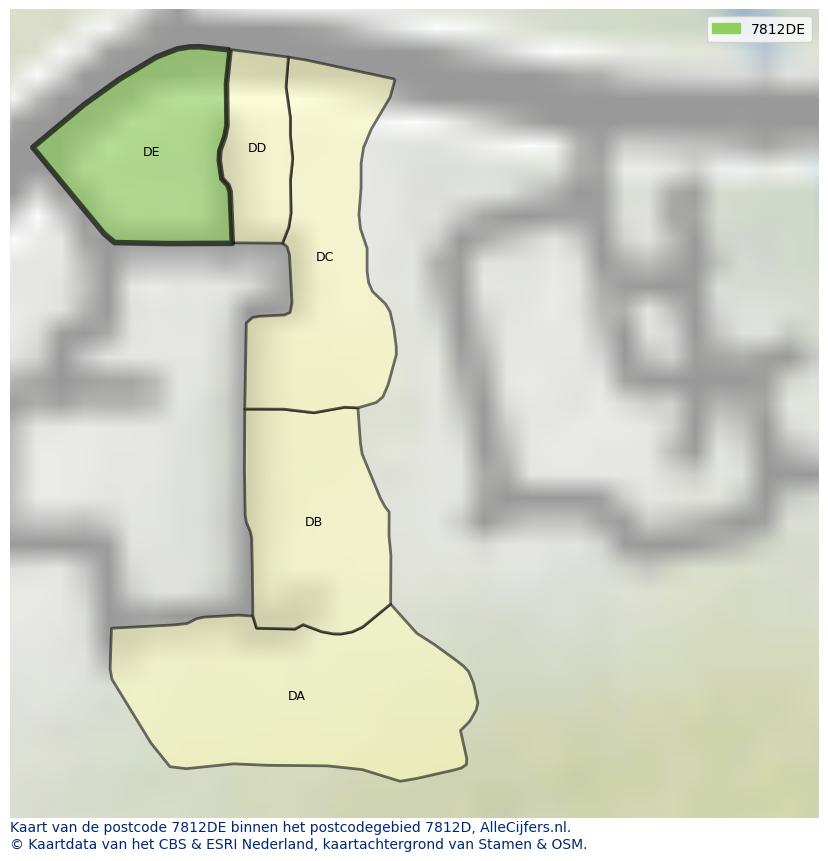 Afbeelding van het postcodegebied 7812 DE op de kaart.