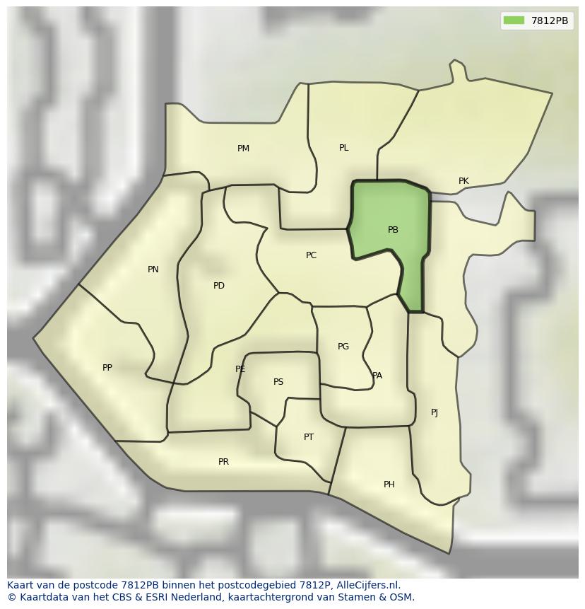 Afbeelding van het postcodegebied 7812 PB op de kaart.