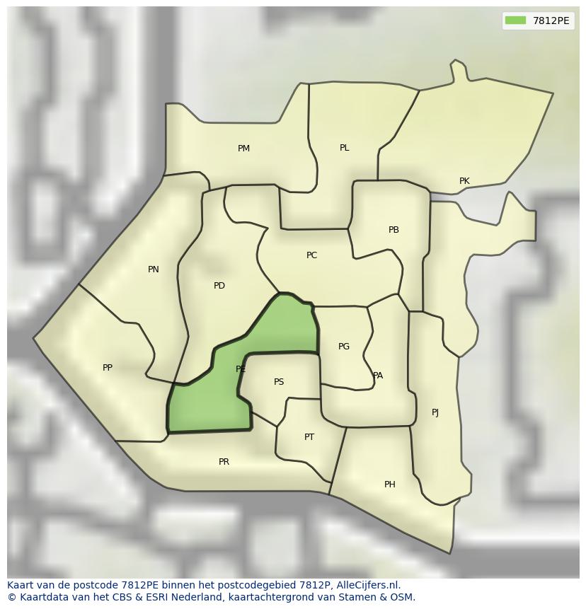 Afbeelding van het postcodegebied 7812 PE op de kaart.