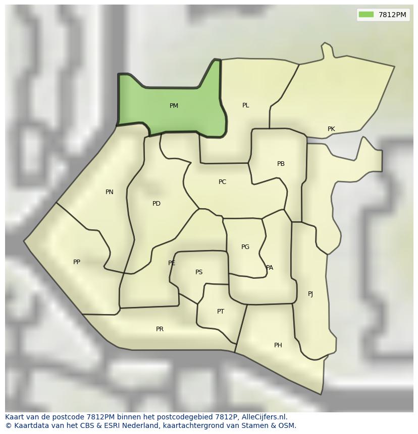 Afbeelding van het postcodegebied 7812 PM op de kaart.