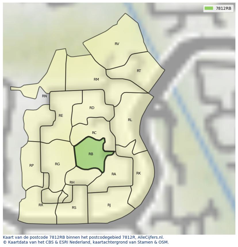 Afbeelding van het postcodegebied 7812 RB op de kaart.