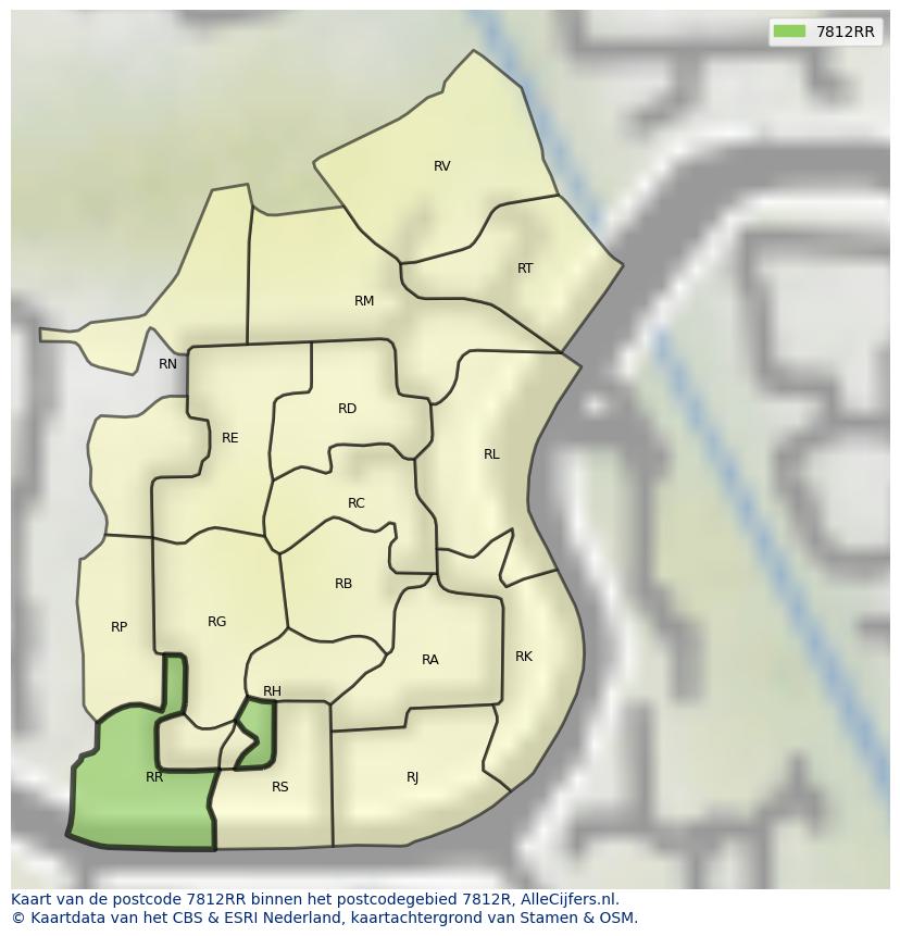 Afbeelding van het postcodegebied 7812 RR op de kaart.