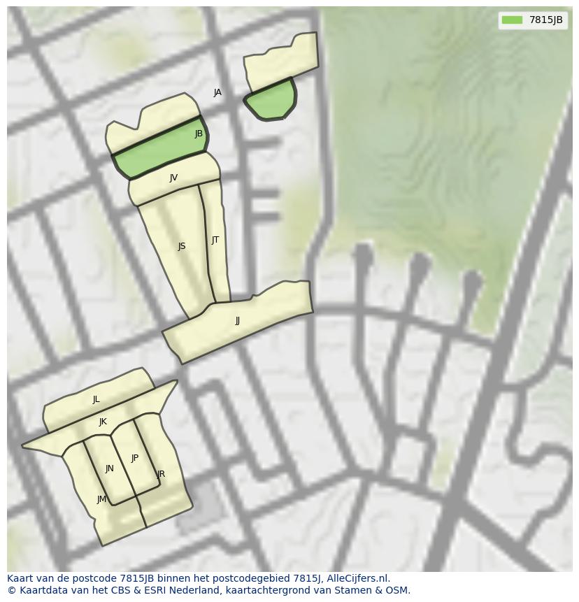 Afbeelding van het postcodegebied 7815 JB op de kaart.