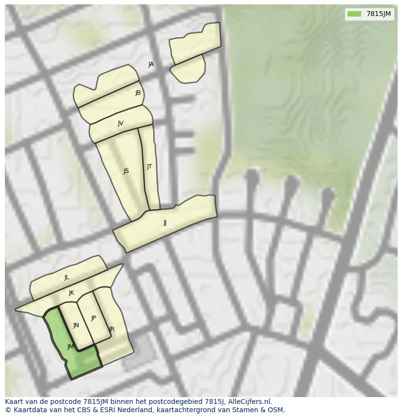 Afbeelding van het postcodegebied 7815 JM op de kaart.