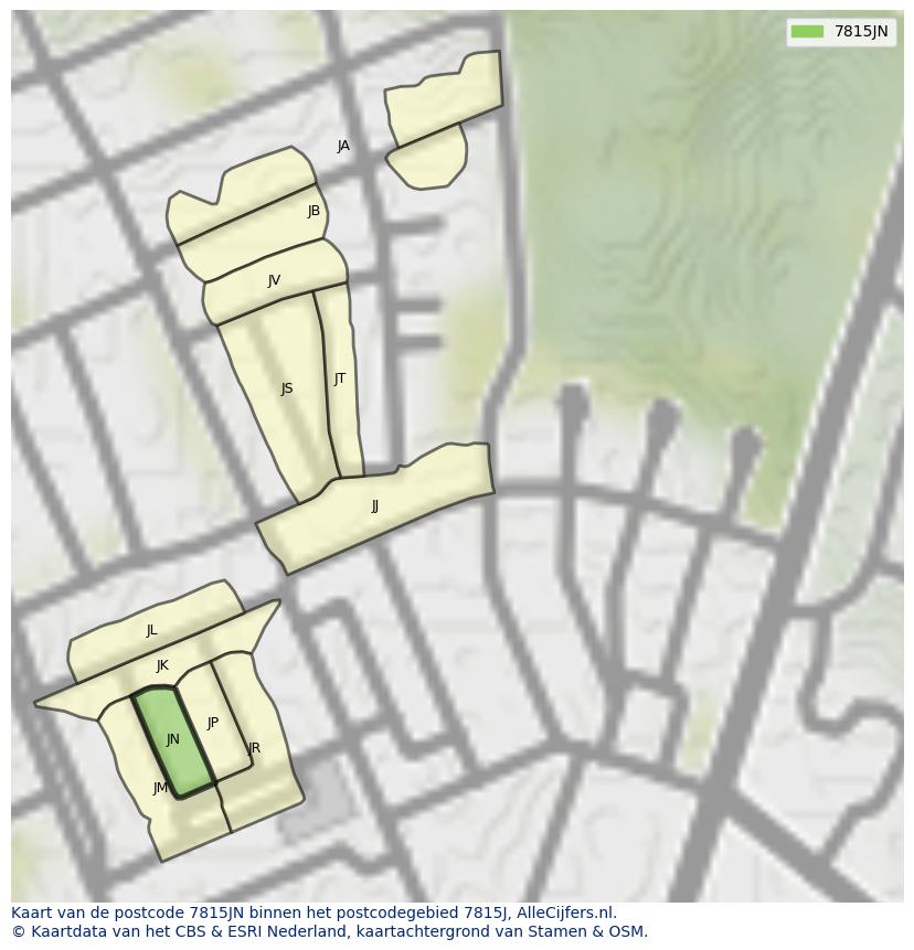Afbeelding van het postcodegebied 7815 JN op de kaart.