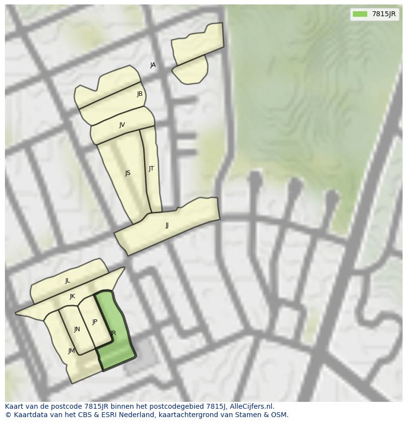 Afbeelding van het postcodegebied 7815 JR op de kaart.
