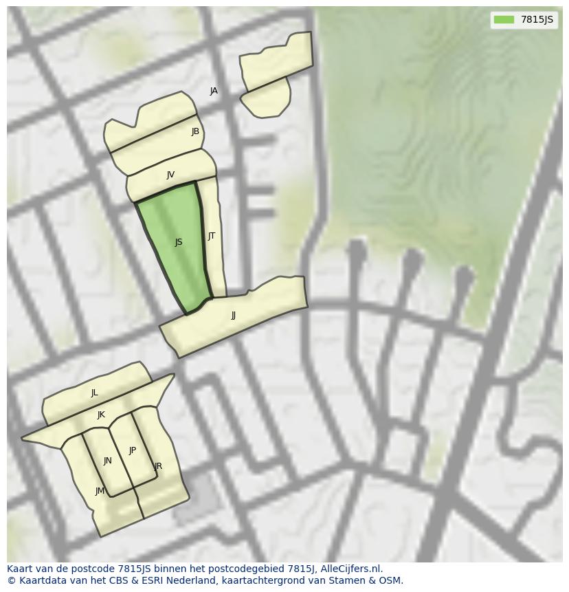Afbeelding van het postcodegebied 7815 JS op de kaart.