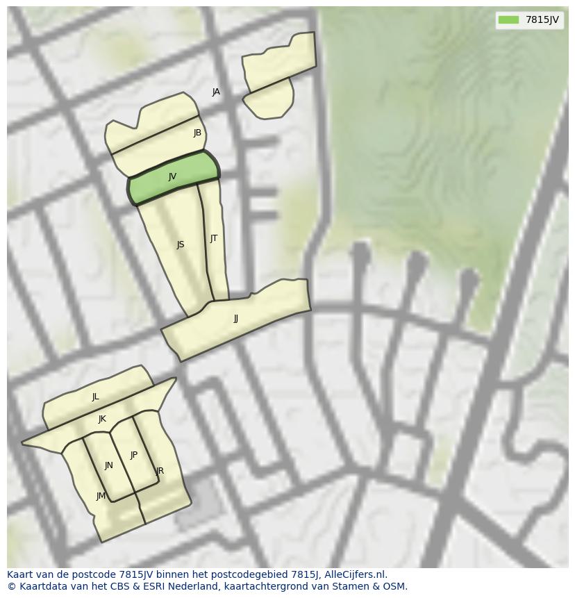 Afbeelding van het postcodegebied 7815 JV op de kaart.
