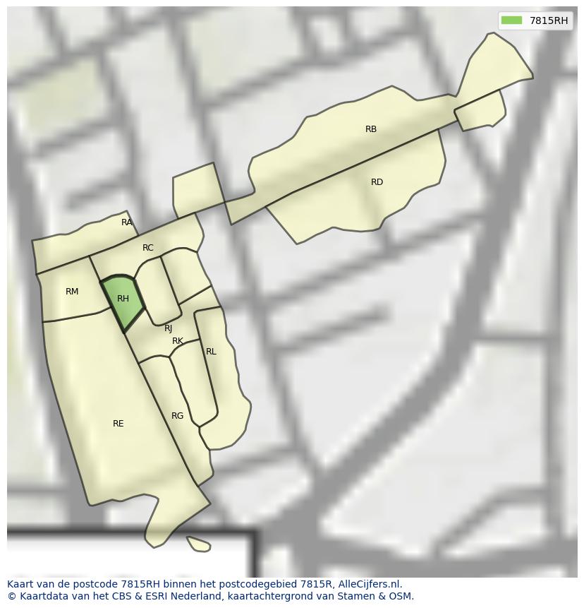 Afbeelding van het postcodegebied 7815 RH op de kaart.
