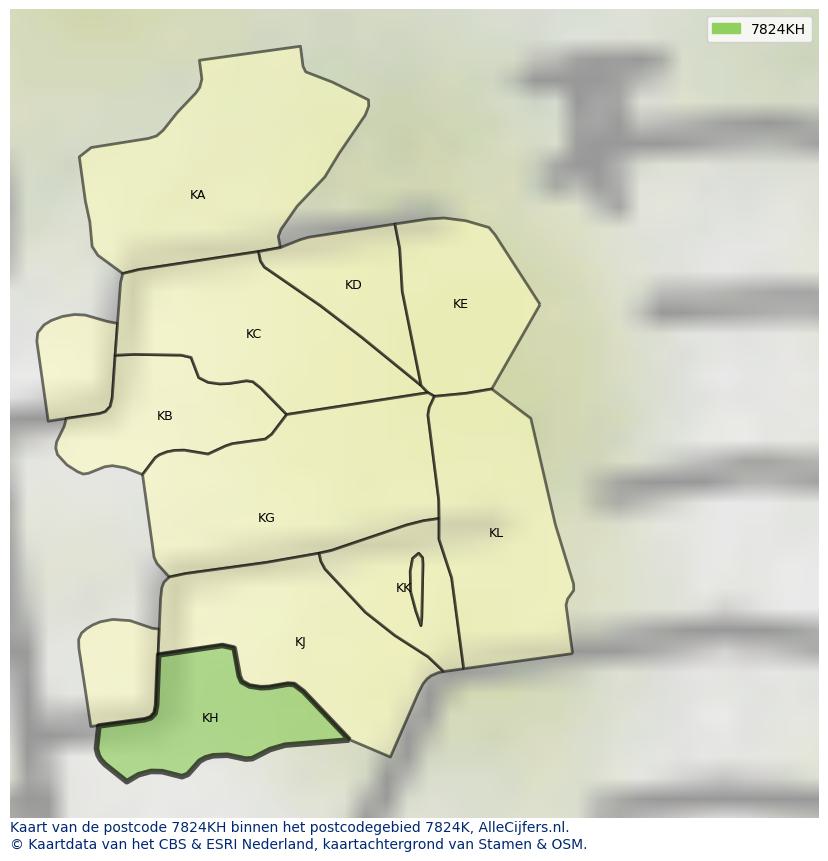 Afbeelding van het postcodegebied 7824 KH op de kaart.