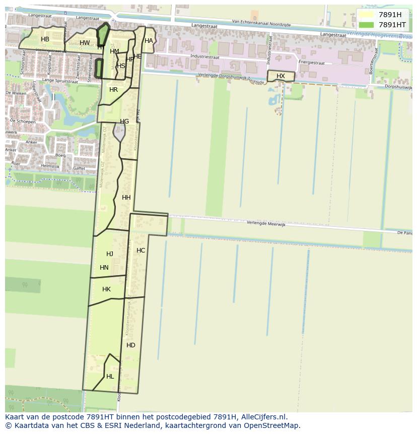 Afbeelding van het postcodegebied 7891 HT op de kaart.