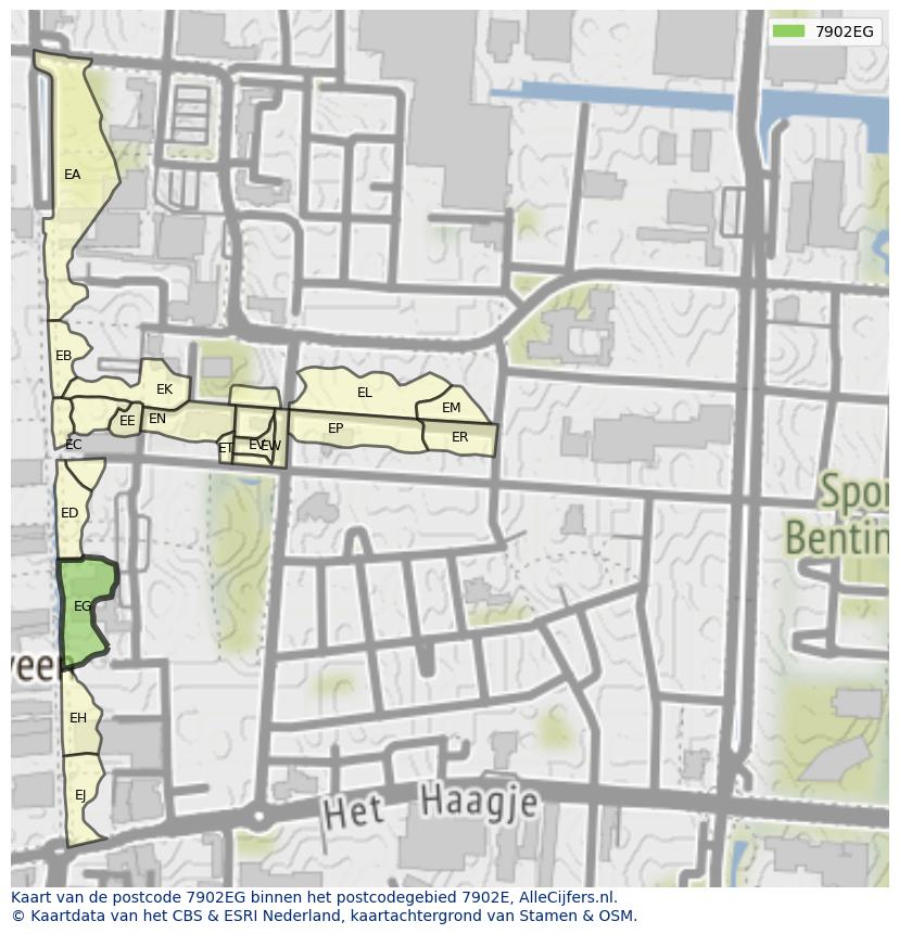 Afbeelding van het postcodegebied 7902 EG op de kaart.