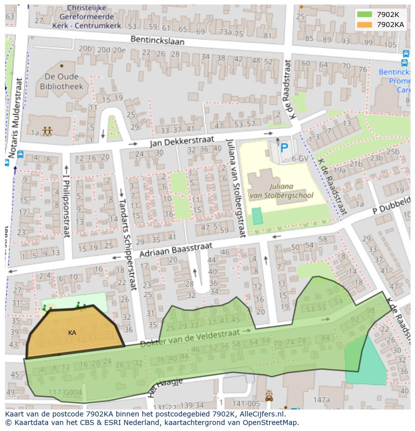 Afbeelding van het postcodegebied 7902 KA op de kaart.