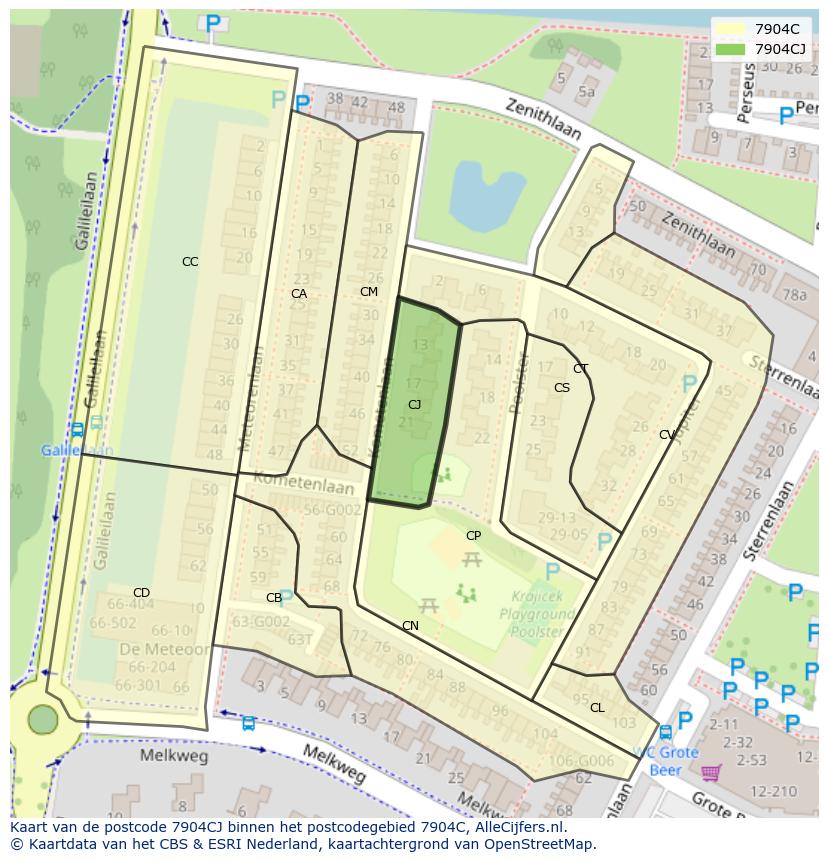 Afbeelding van het postcodegebied 7904 CJ op de kaart.