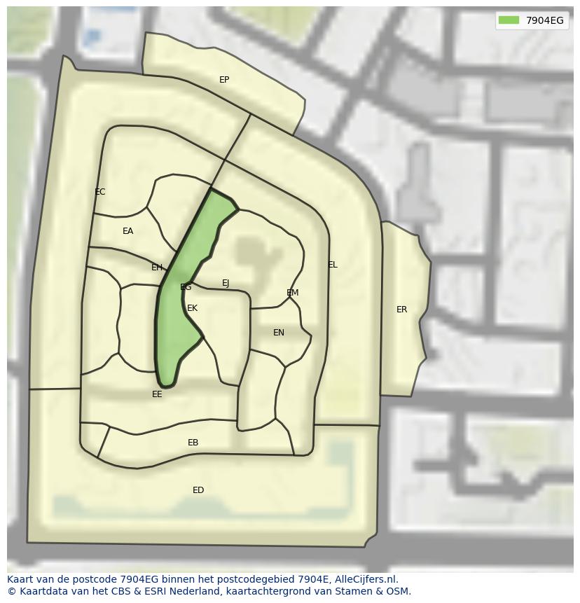 Afbeelding van het postcodegebied 7904 EG op de kaart.