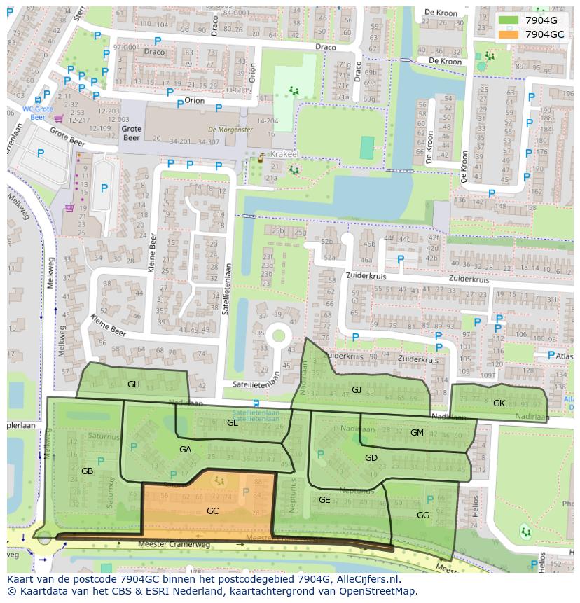 Afbeelding van het postcodegebied 7904 GC op de kaart.