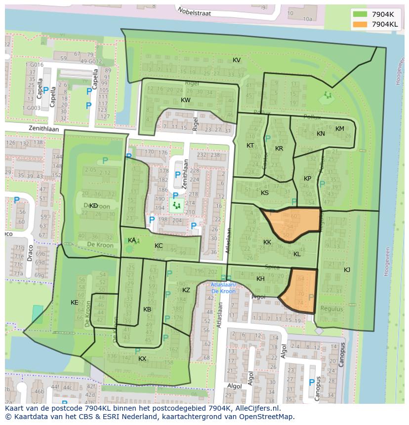 Afbeelding van het postcodegebied 7904 KL op de kaart.