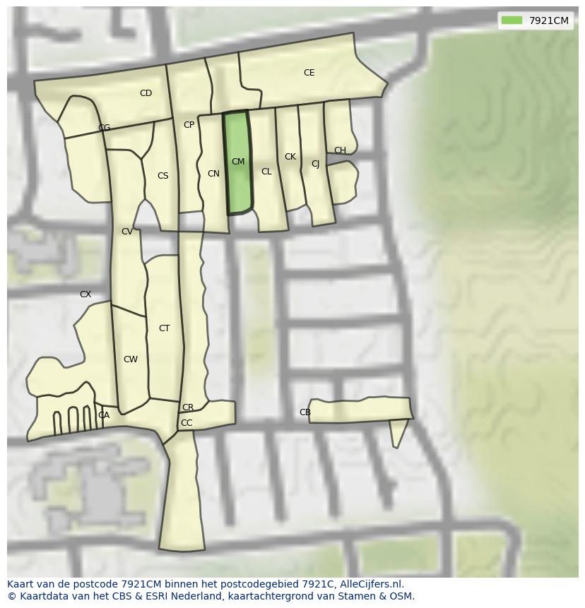 Afbeelding van het postcodegebied 7921 CM op de kaart.