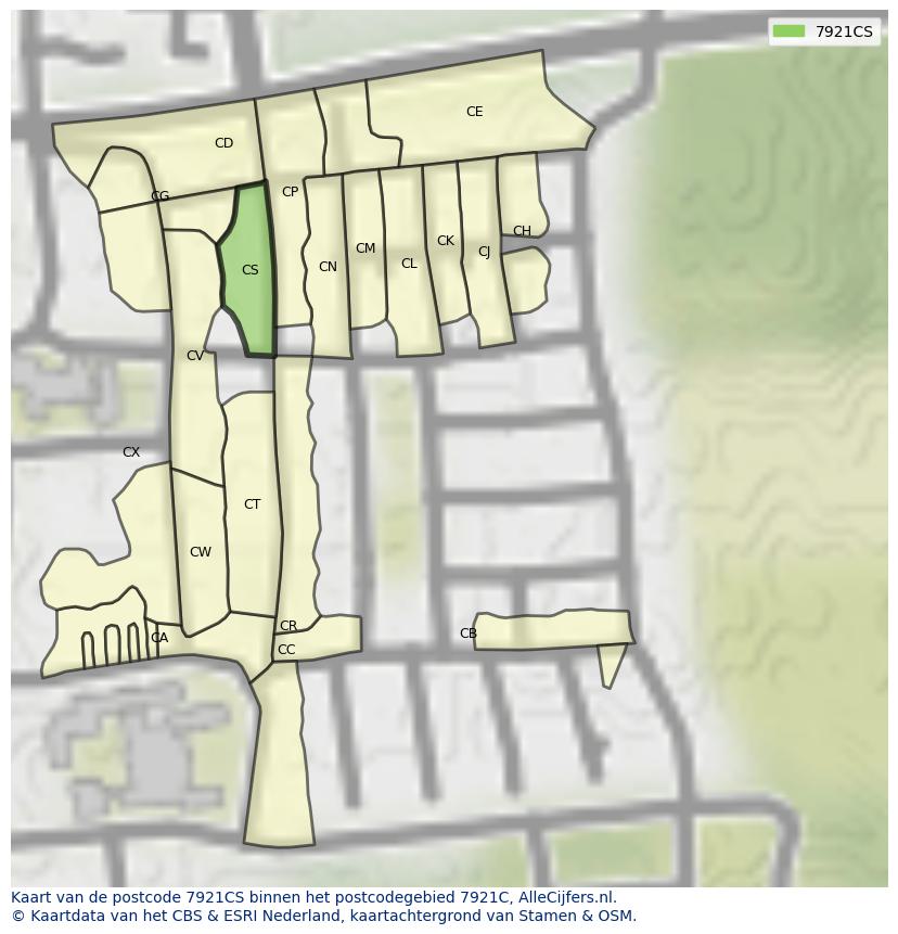 Afbeelding van het postcodegebied 7921 CS op de kaart.