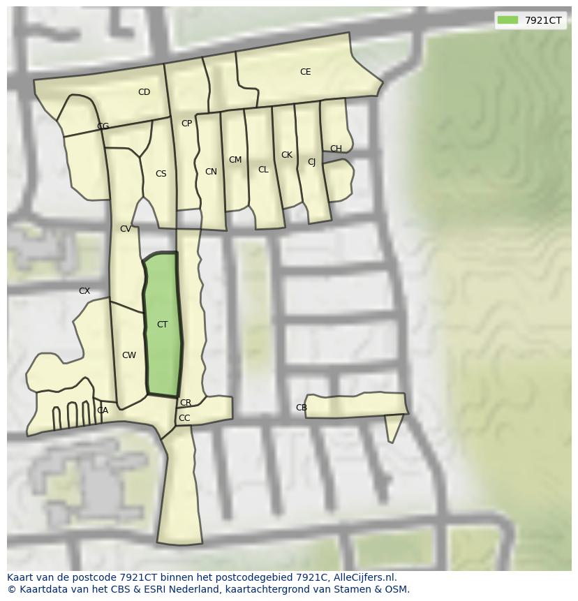 Afbeelding van het postcodegebied 7921 CT op de kaart.