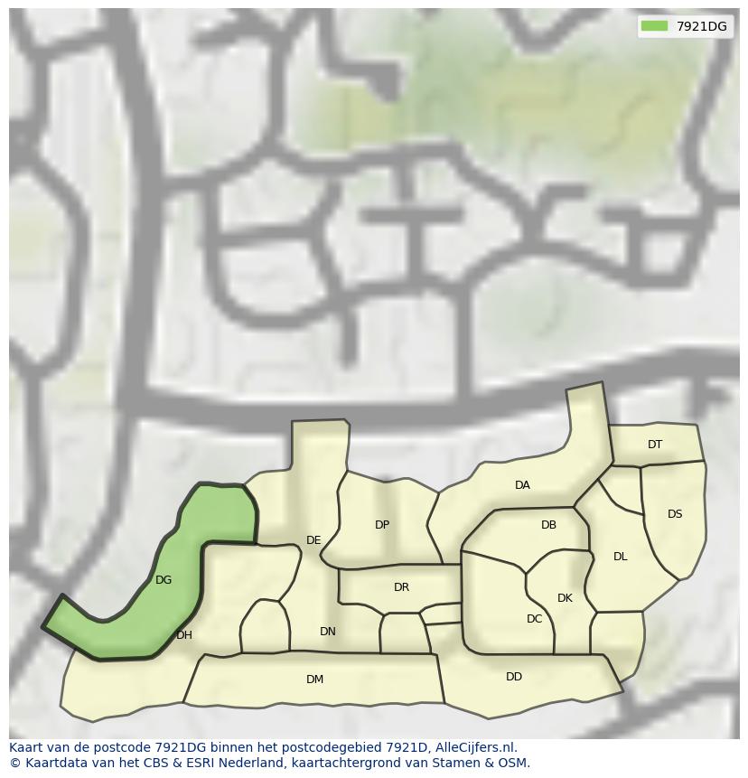 Afbeelding van het postcodegebied 7921 DG op de kaart.