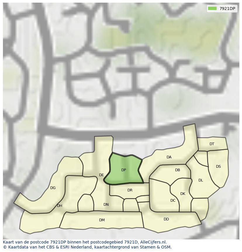 Afbeelding van het postcodegebied 7921 DP op de kaart.