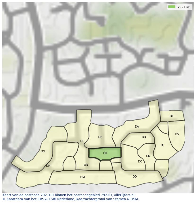 Afbeelding van het postcodegebied 7921 DR op de kaart.