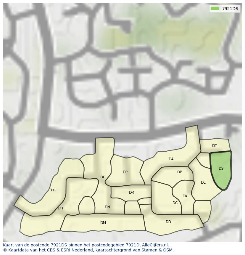 Afbeelding van het postcodegebied 7921 DS op de kaart.
