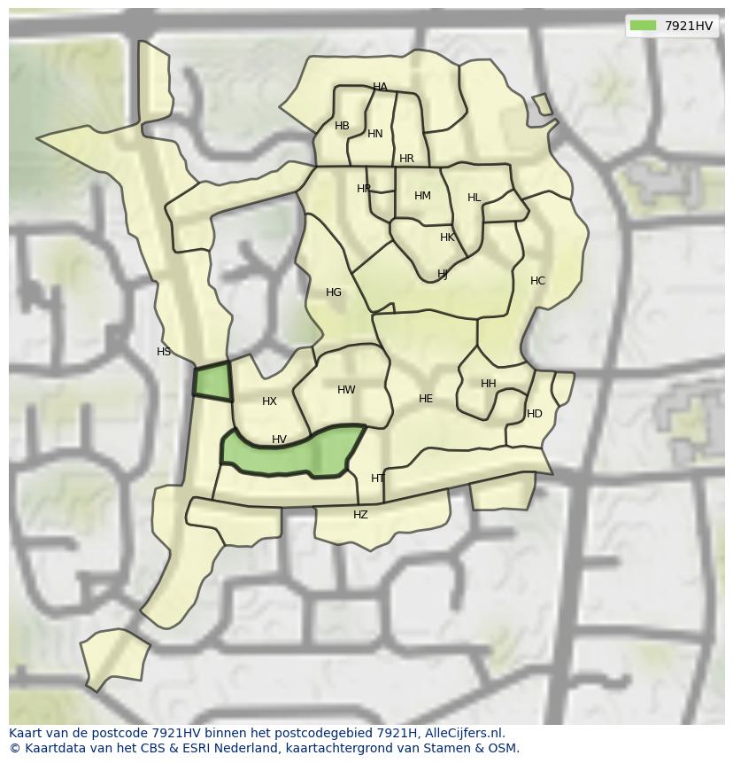 Afbeelding van het postcodegebied 7921 HV op de kaart.