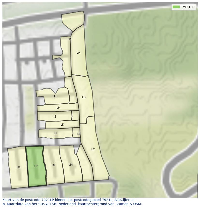 Afbeelding van het postcodegebied 7921 LP op de kaart.