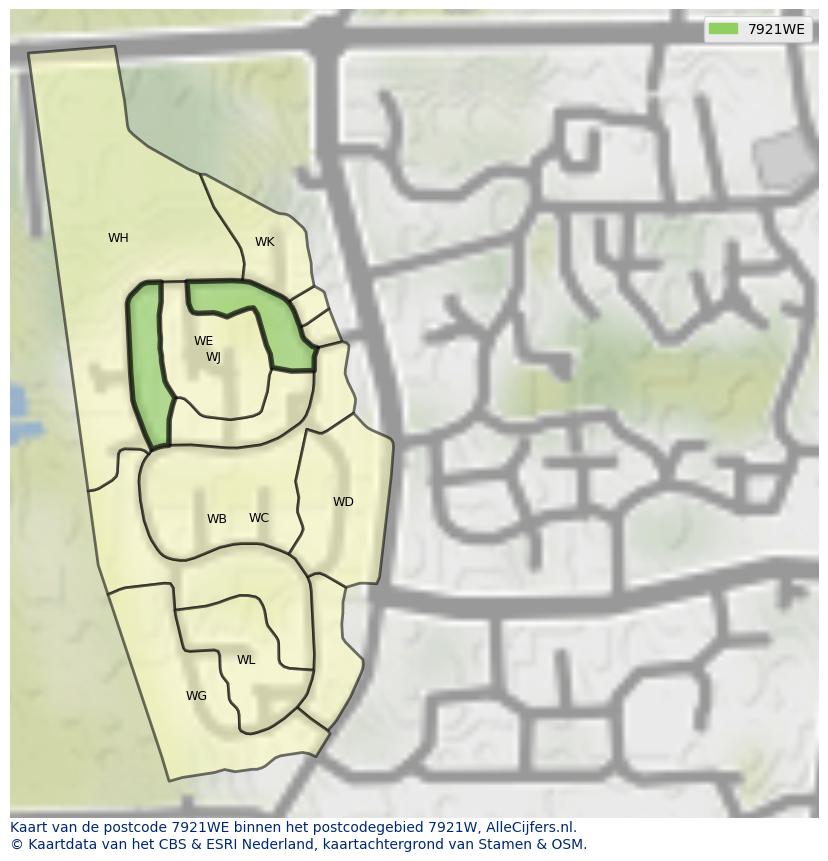 Afbeelding van het postcodegebied 7921 WE op de kaart.