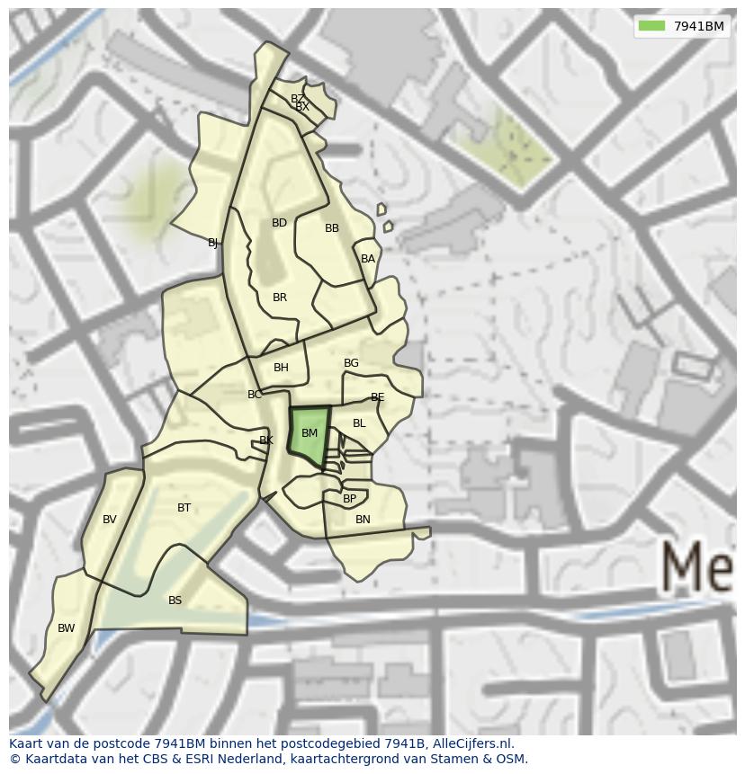 Afbeelding van het postcodegebied 7941 BM op de kaart.