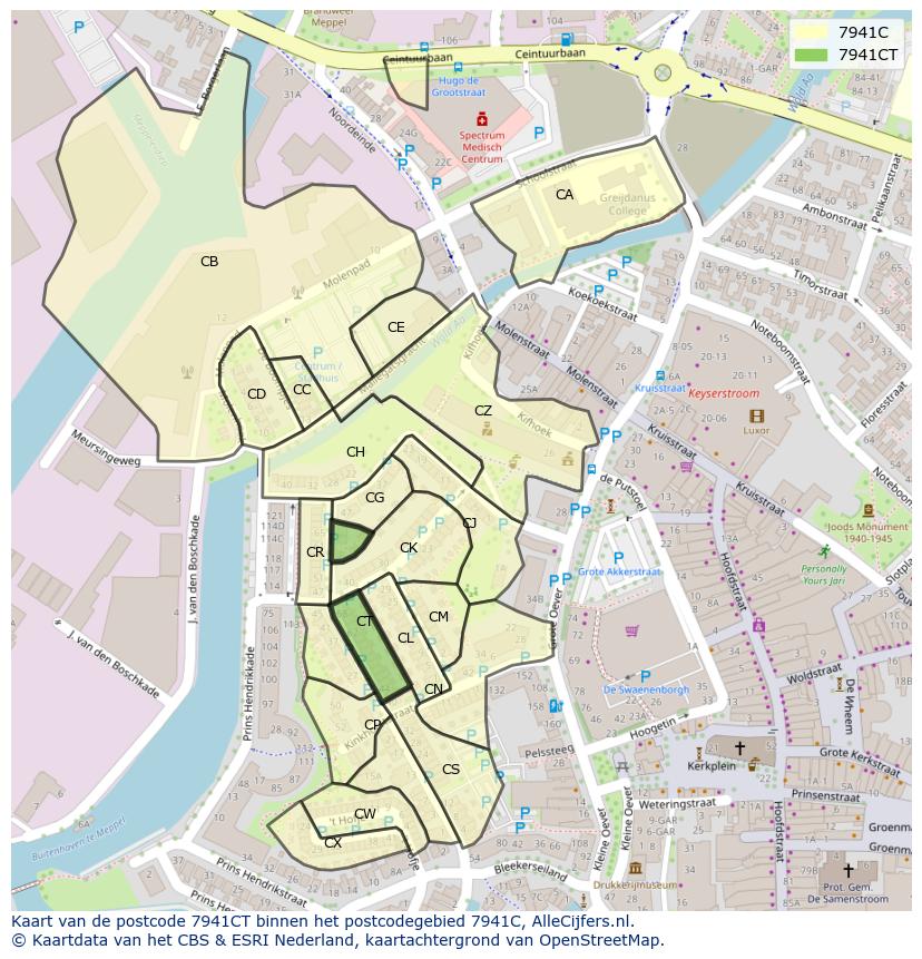 Afbeelding van het postcodegebied 7941 CT op de kaart.