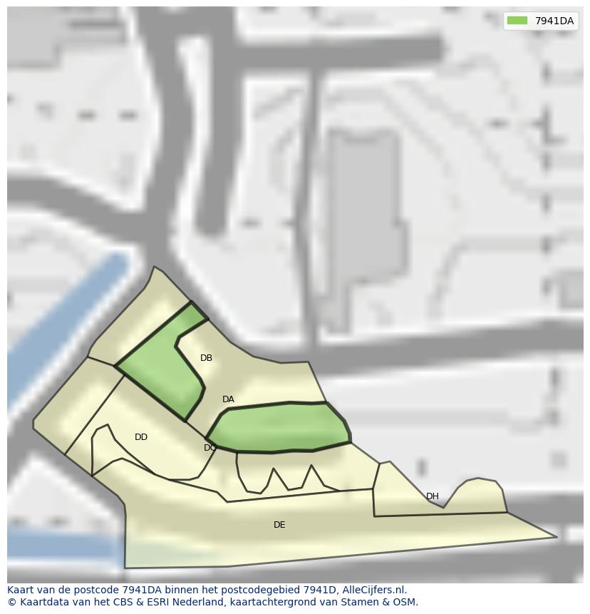 Afbeelding van het postcodegebied 7941 DA op de kaart.
