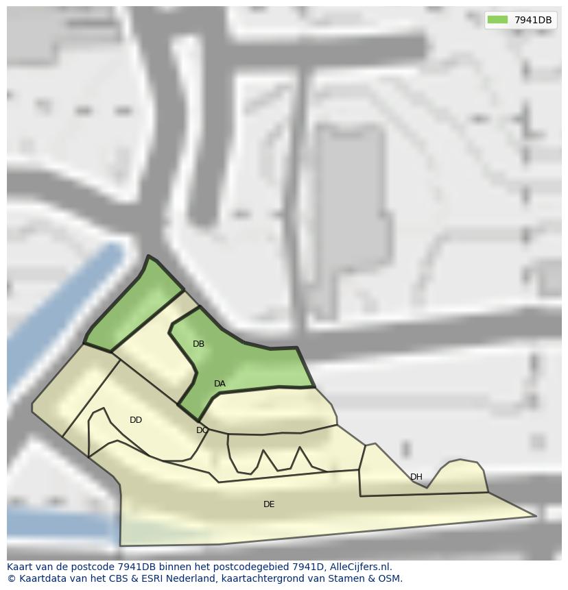 Afbeelding van het postcodegebied 7941 DB op de kaart.