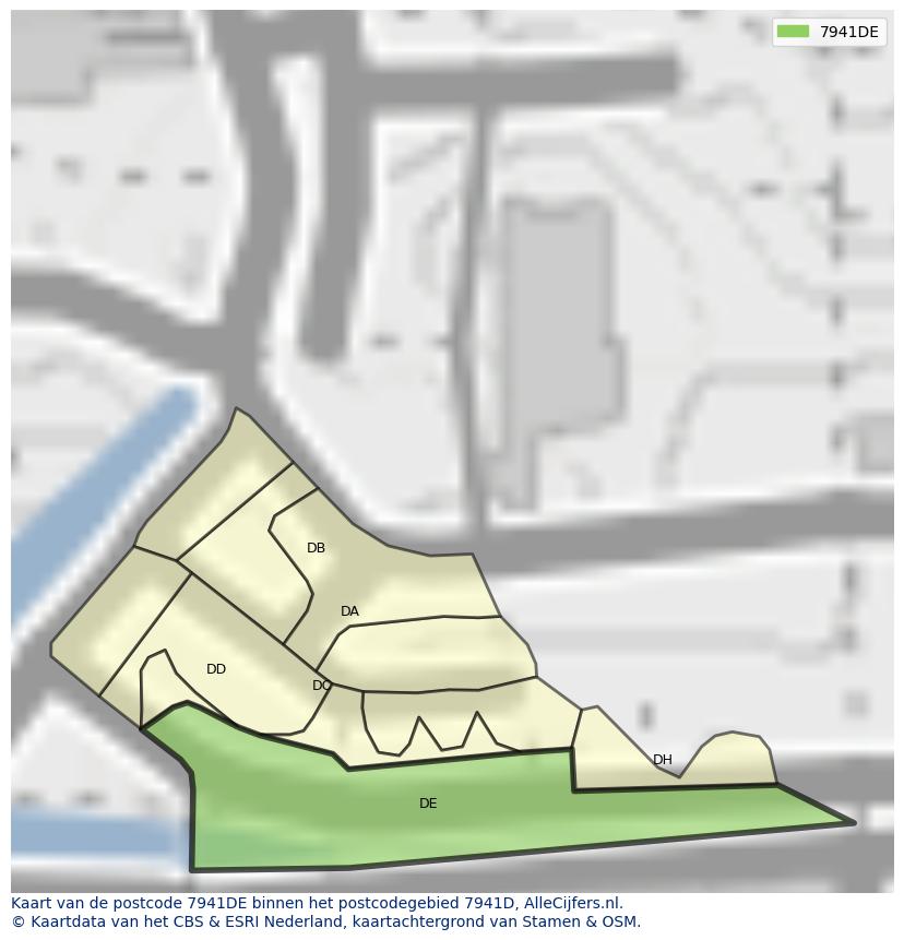 Afbeelding van het postcodegebied 7941 DE op de kaart.