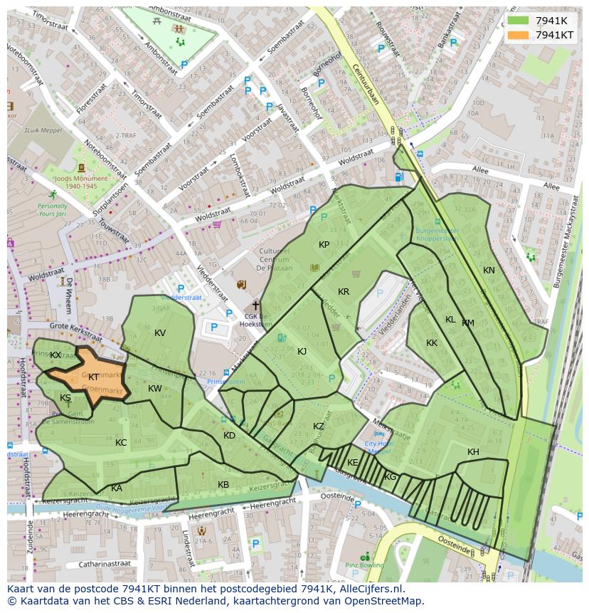 Afbeelding van het postcodegebied 7941 KT op de kaart.